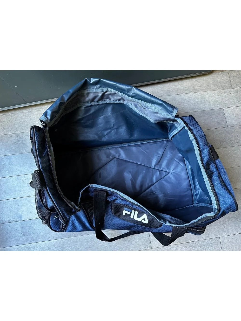 FILA Navy Blue Sports Duffle Bag Travel Gym Basketball Football Soccer Athletic